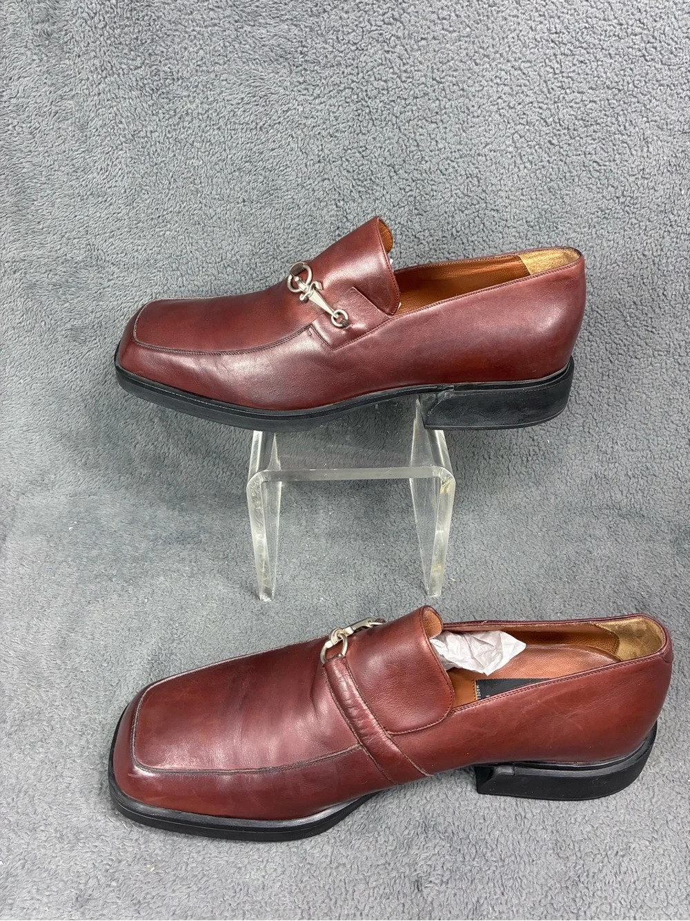 CESARE PACIOTTI Men's Brown Leather Horsebit Loafer  Square Toe. Size 10